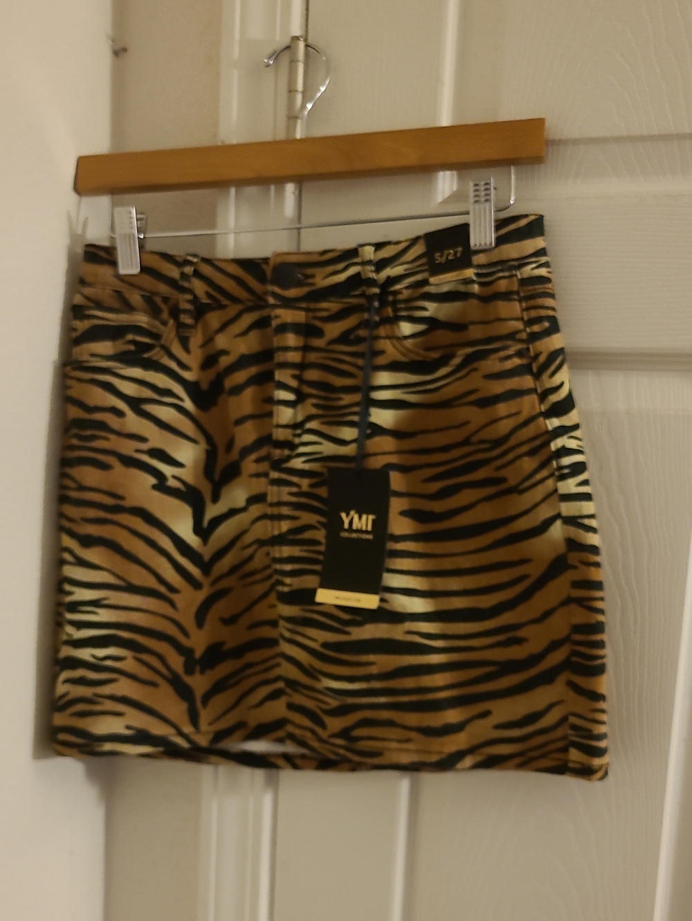 YMI Metallic Gold and Black Tiger-Print Mini Skirt